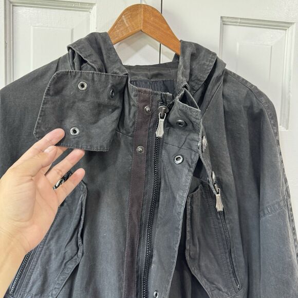Vintage Buckaroo Parka Jacket Grunge Goth Fish Tail Hoodie Pockets Charcoal Lrg - Picture 5 of 14